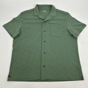 UNTUCKit Sapori Camp Loop Collar Shirt Men's XL Green Short Sleeve Button Up